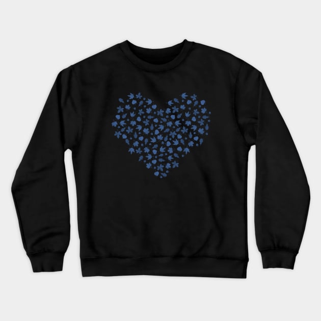 Autumn leaves heart Blue version Crewneck Sweatshirt by PrintablesPassions